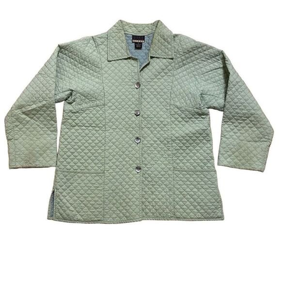 Sigrid Olsen Sport Spring Quilted lightweight Jacket Green Button up Size Medium - Picture 1 of 6